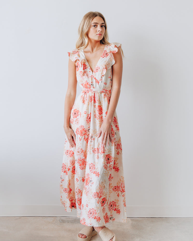 Florence Ruffle Sleeve Maxi Dress