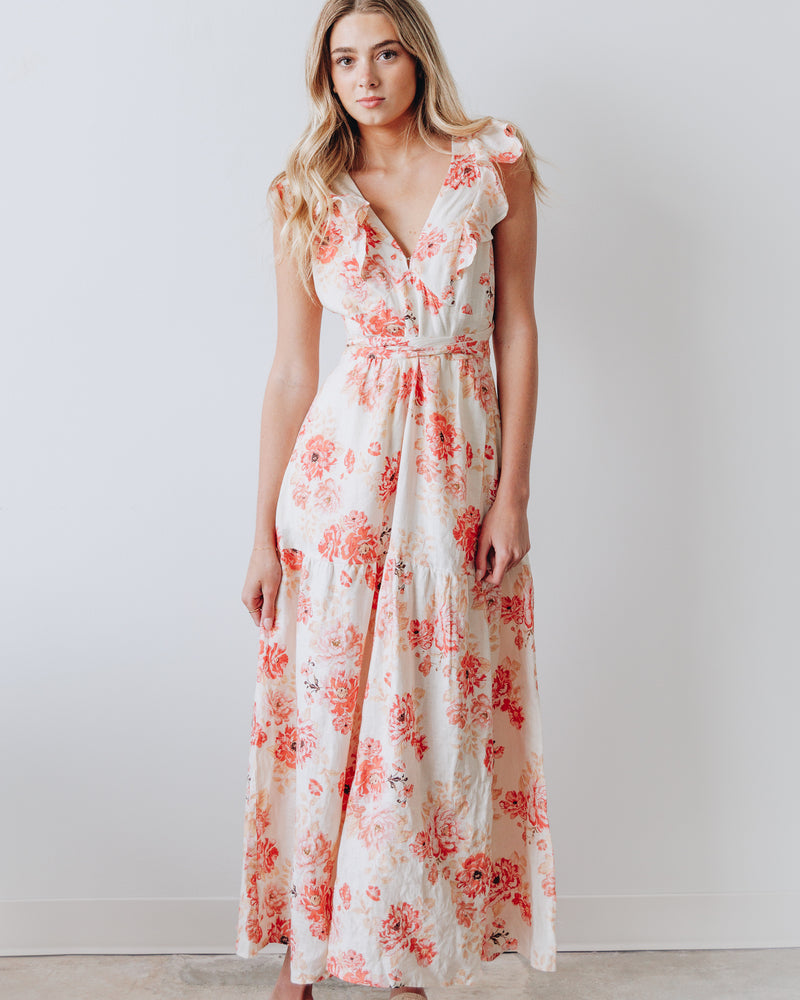 Florence Ruffle Sleeve Maxi Dress