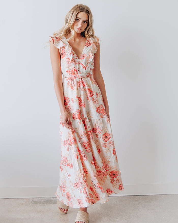 Florence Ruffle Sleeve Maxi Dress