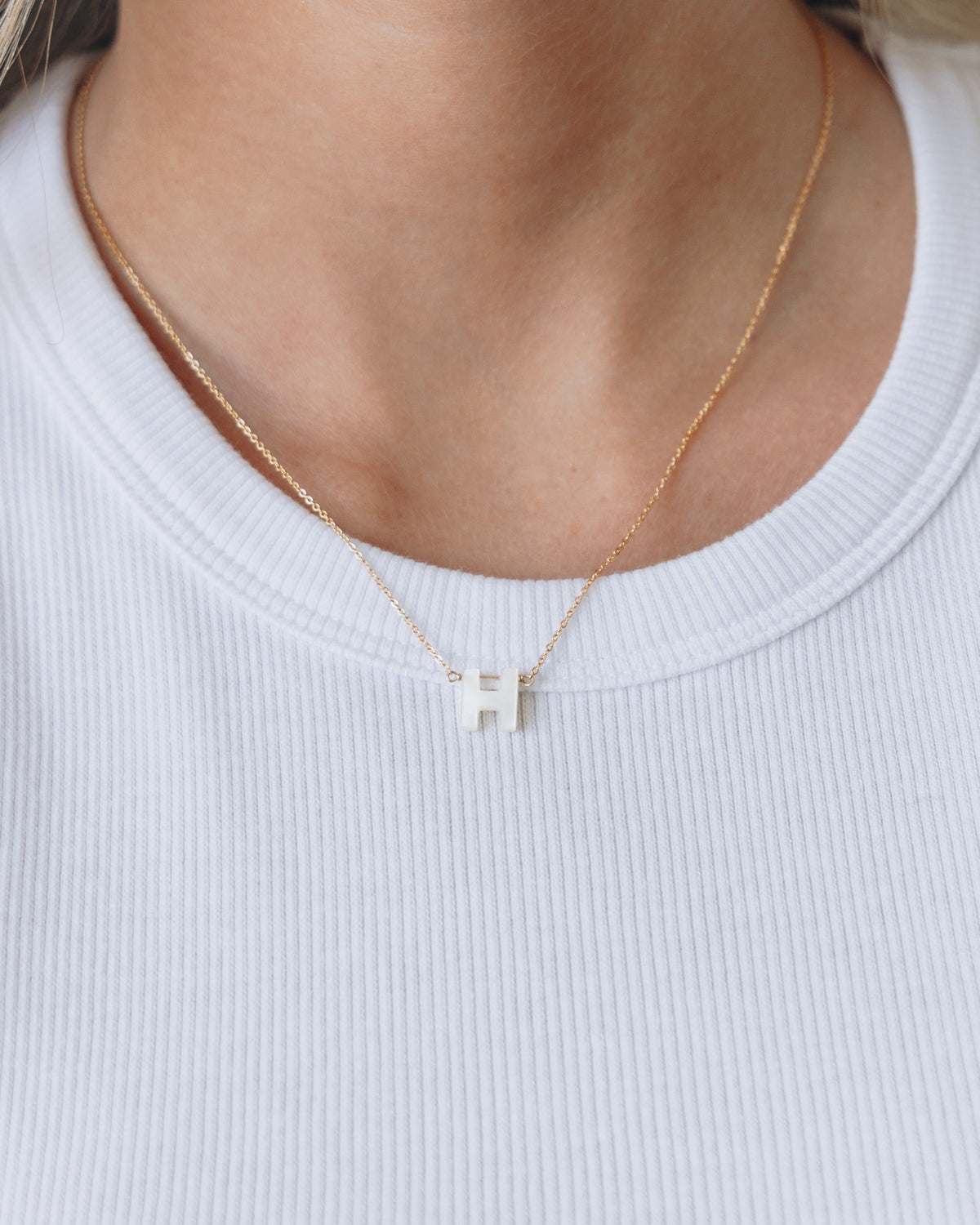 Mother of Pearl Initial Necklace