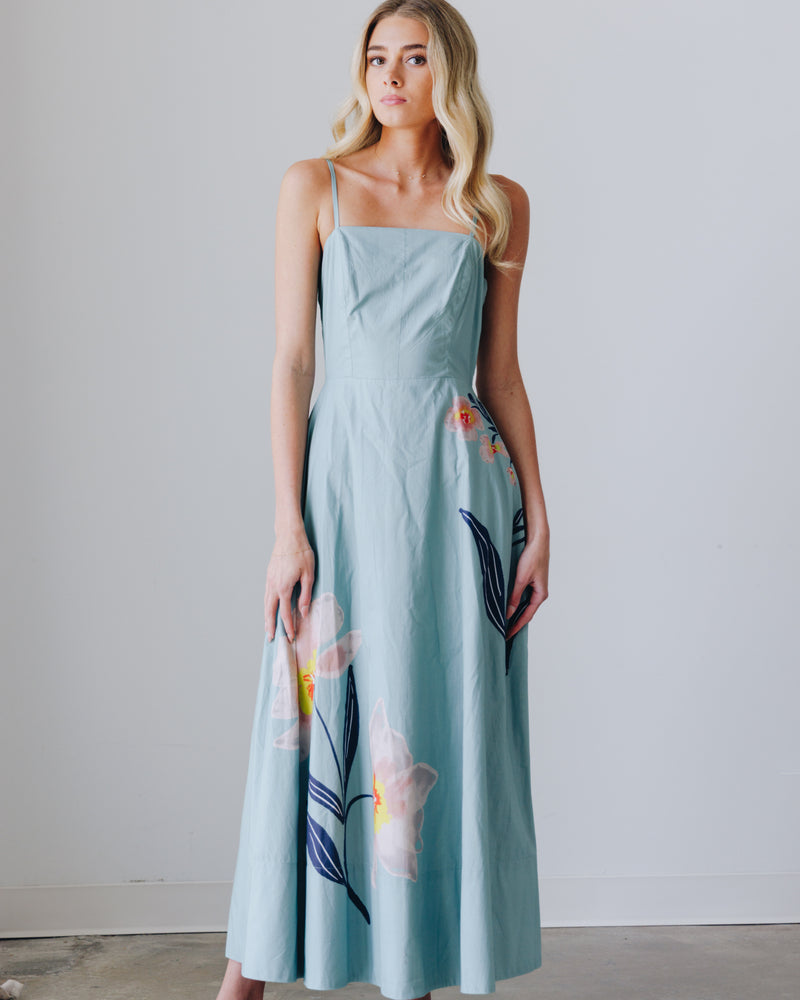 Cleobella Women's Riley Placed Floral Organic Cotton Poplin Maxi Dress - Green