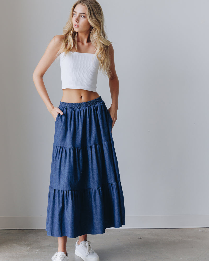 Austin Denim Midi Skirt