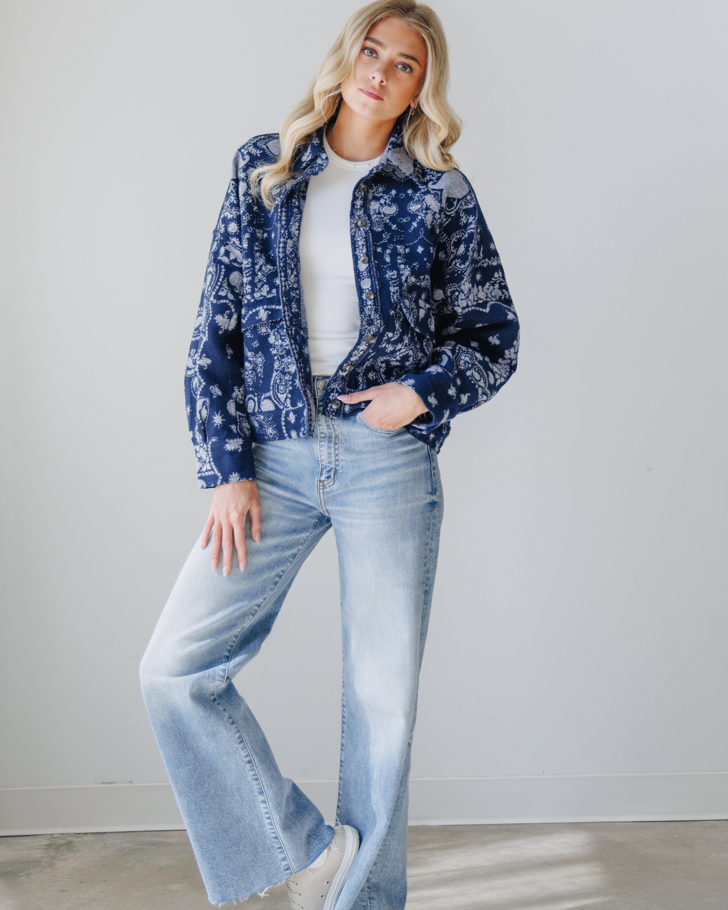 FREE PEOPLE Bandana Jacquard Shirt | City and Stars