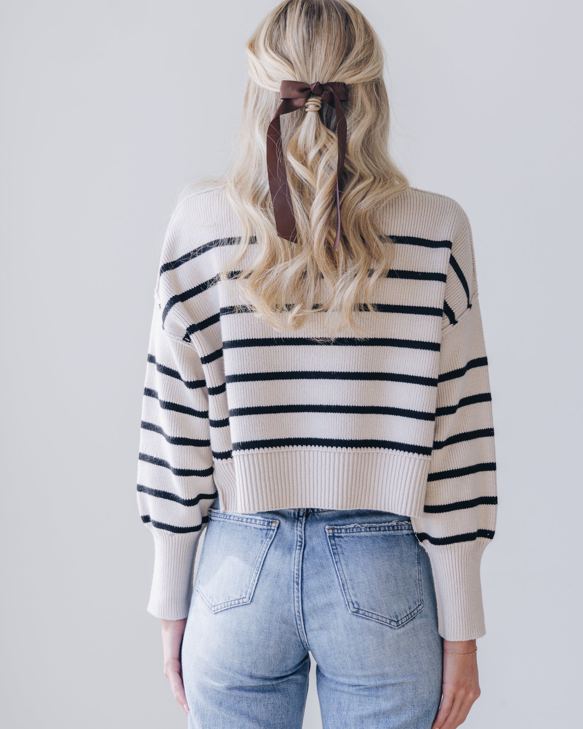 FREE PEOPLE Stripe Easy Street Crop Pullover City and Stars