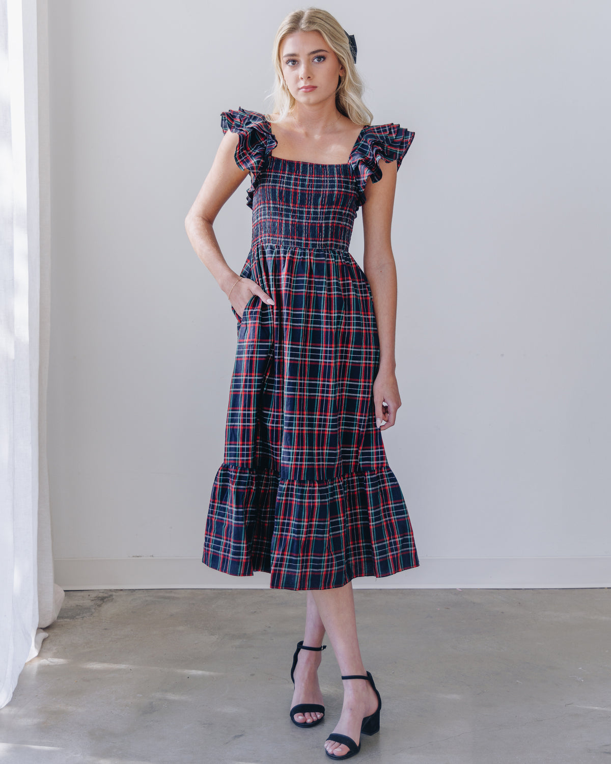 Caroline Plaid Midi Dress