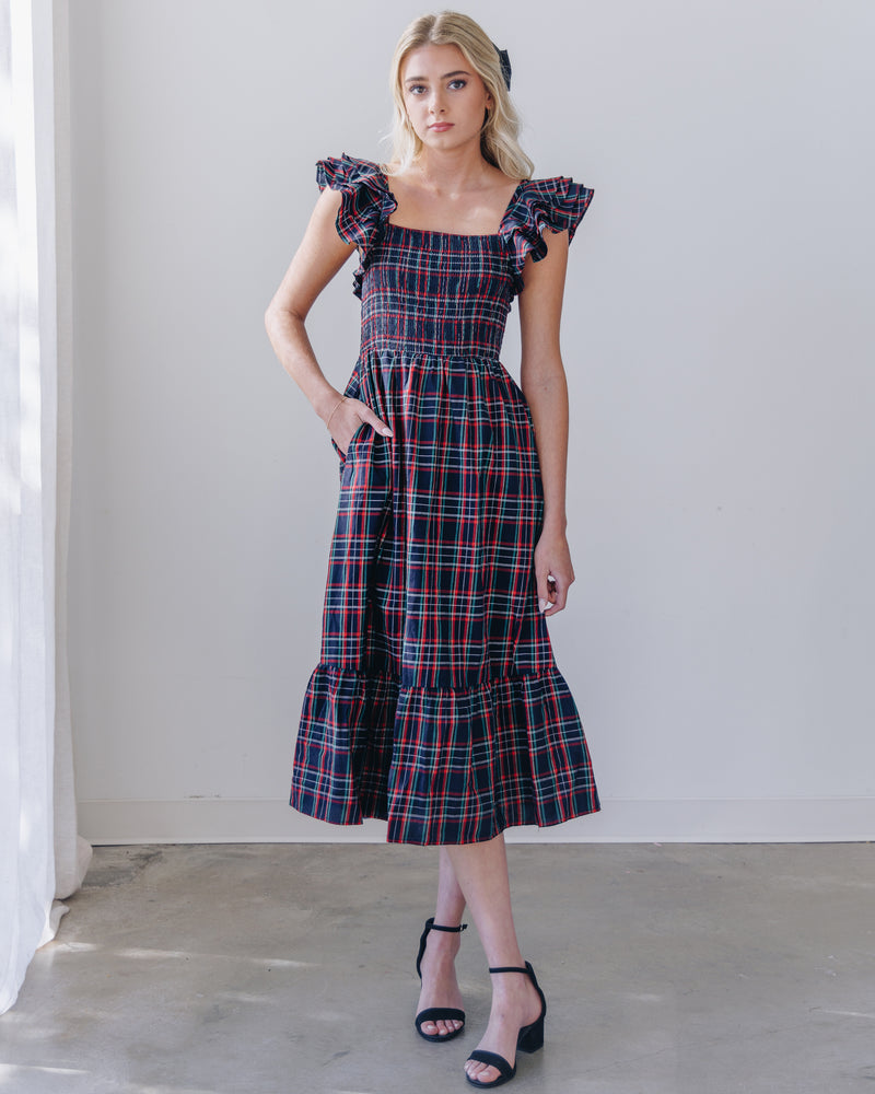 Caroline Plaid Midi Dress