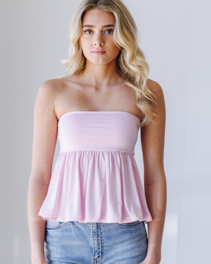 Solid Babydoll Tube Top